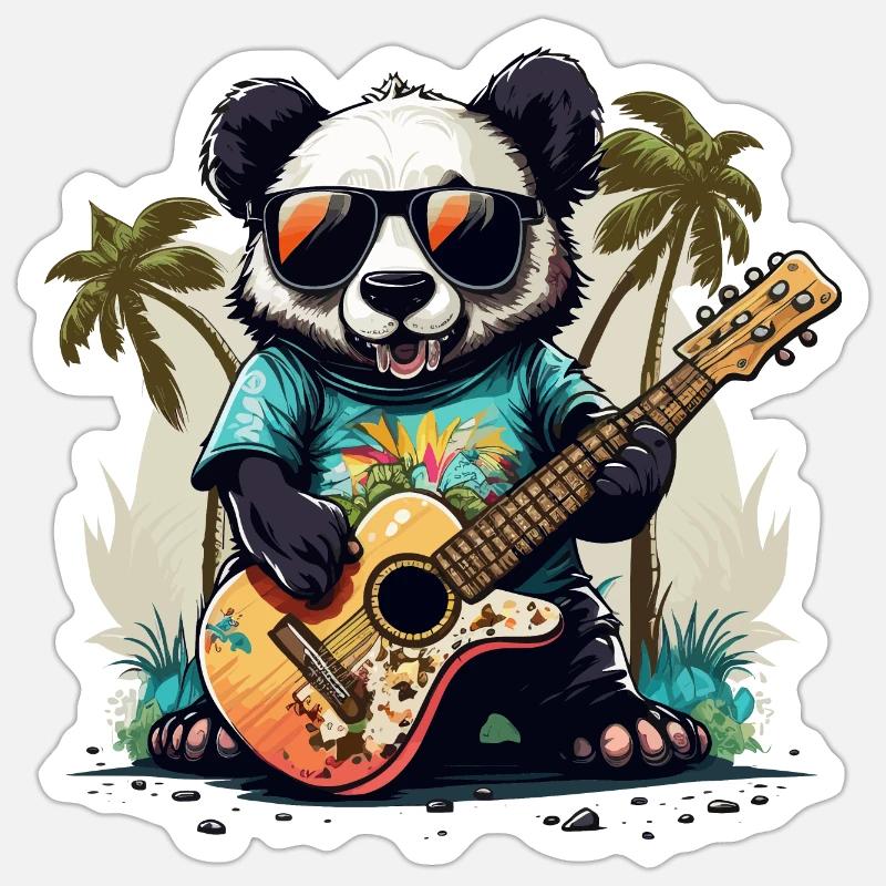 Cool Panda - Sticker taille S (10 x 10 cm) - blanc mat