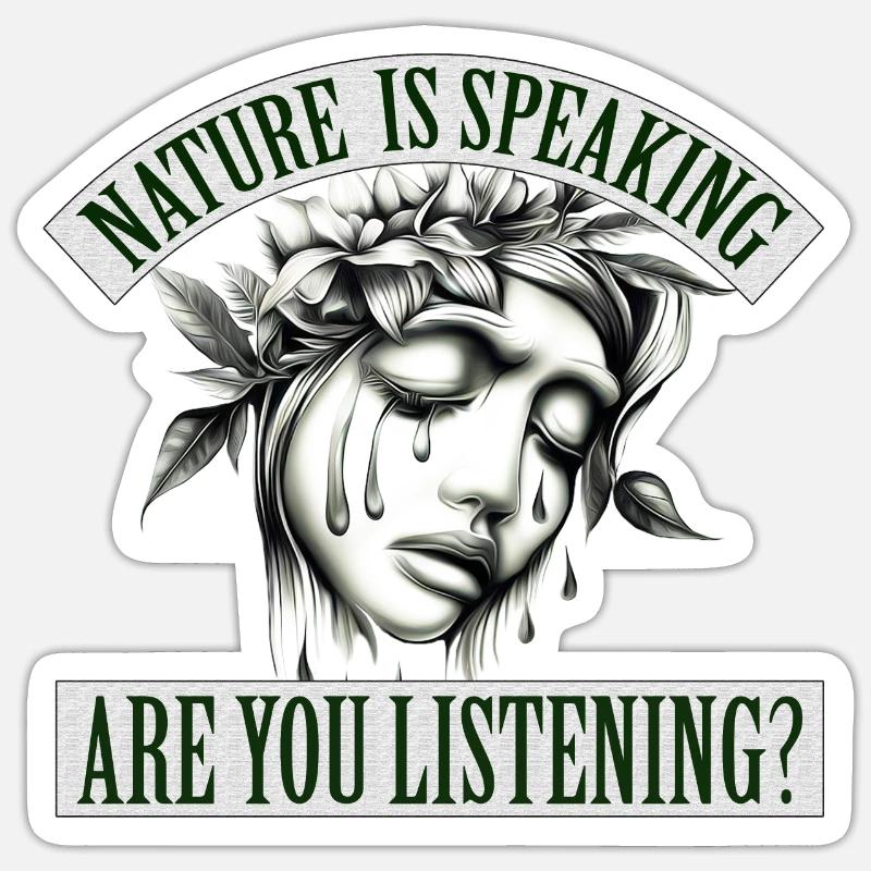 Mère nature parle, écoutez-vous? - Sticker taille S (10 x 10 cm) - blanc mat