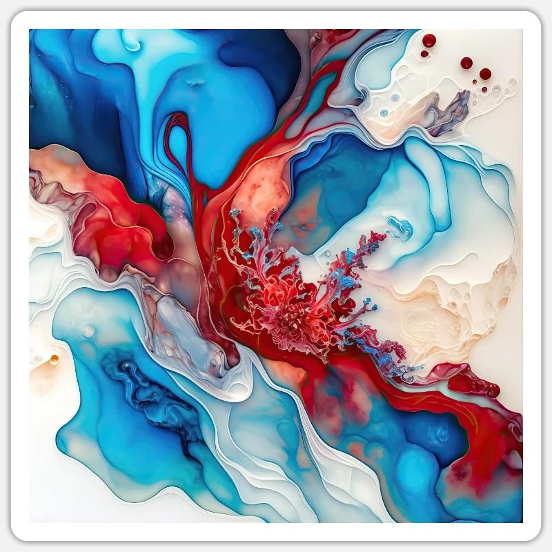 Red White And Blue Paint Swirl Pattern Sticker size S (10 x 10 cm)