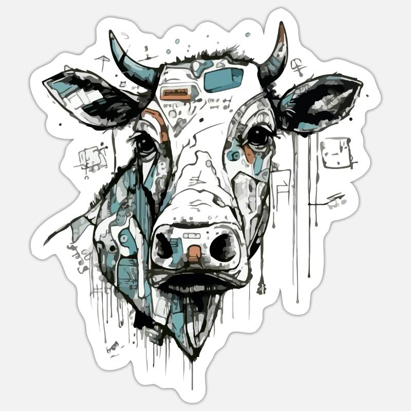 Groa la vache - Sticker taille S (10 x 10 cm) - blanc mat