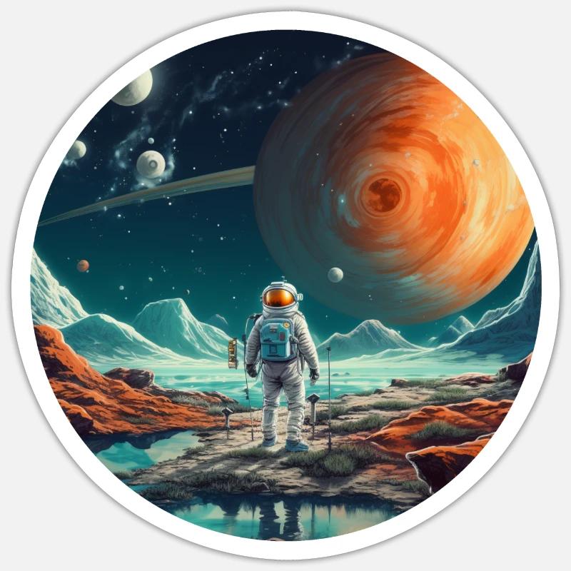 Spaceman Around Space, Astronauts Gift Sticker size S (10 x 10 cm)