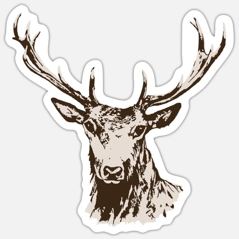 Cerf - Sticker taille S (10 x 10 cm) - blanc mat