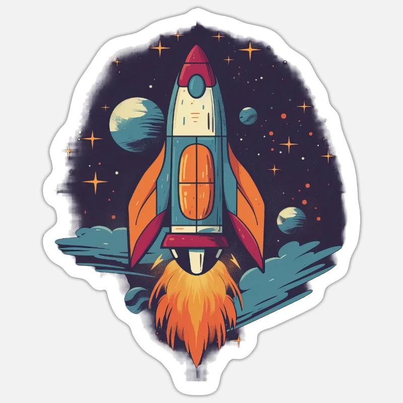 Whimsy Rocket: Galactic Adventure! - Sticker size S (10 x 10 cm) - white matte