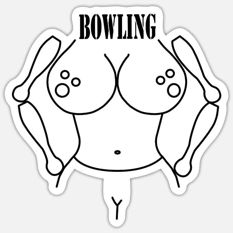 Brüste Bowling Fun Sticker Größe S (10 x 10 cm)