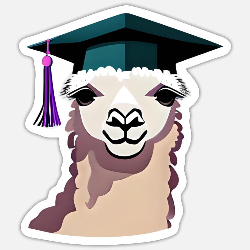 Bachelor Absolvent Alpaka Studium Schulabschluss - Sticker Größe S (10 x 10 cm) - Mattweiß