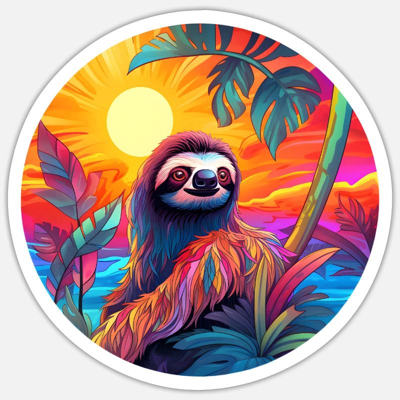 Faultier - Sticker Größe S (10 x 10 cm) - Mattweiß