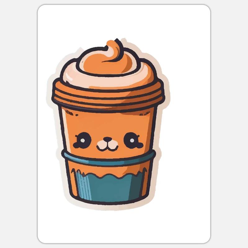 Café - Sticker taille S (10 x 10 cm) - blanc mat