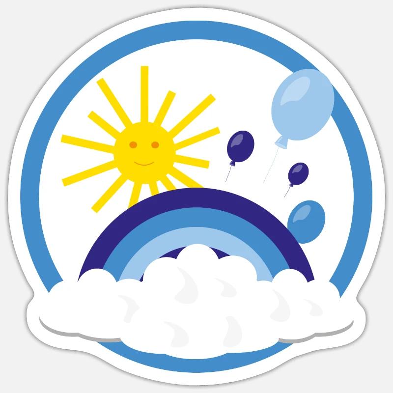 Luftiger Kinder Regenbogen in blau. Sticker Größe S (10 x 10 cm)