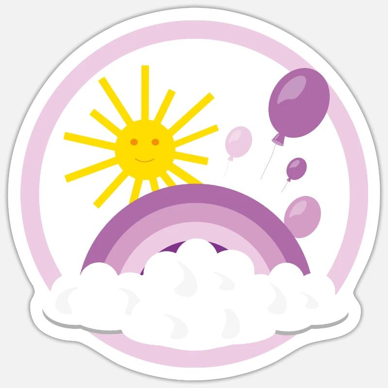 Luftiger Kinder Regenbogen in rosa. - Sticker Größe S (10 x 10 cm) - Mattweiß