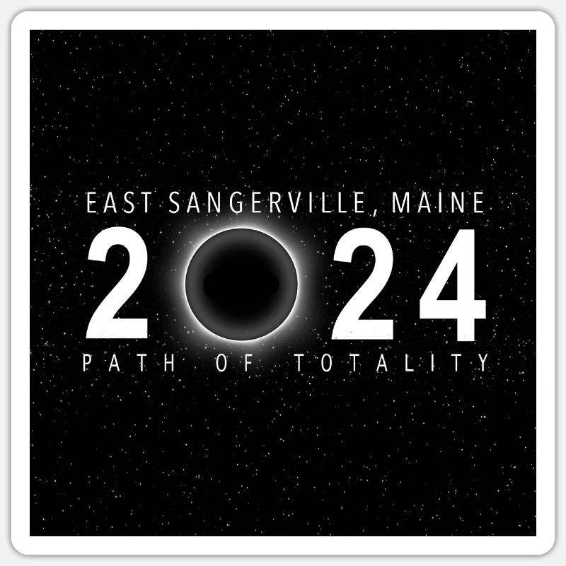 East Sangerville Maine 2024 Eclipse Souvenir Cool - Sticker formato S (10 x 10 cm) - bianco opaco