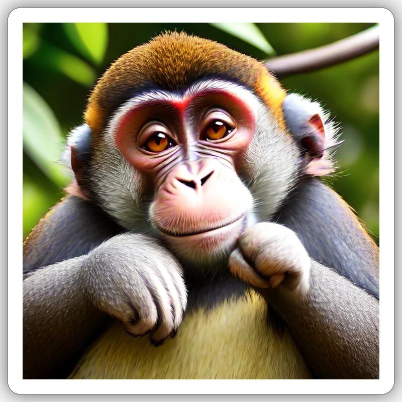 Funny monkey - Sticker size S (10 x 10 cm) - white matte