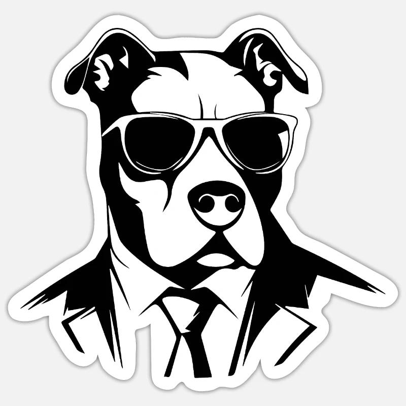 Pitbull - Sticker taille S (10 x 10 cm) - blanc mat