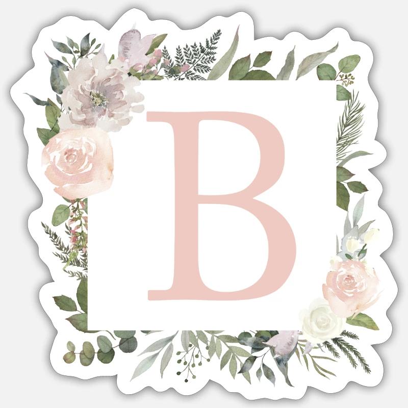 B Monogramme Eucalyptus Boho Sticker taille S (10 x 10 cm)