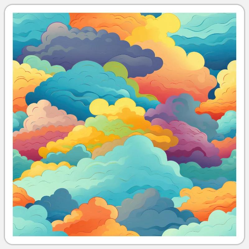 Dreamy Skies: Pastel Cloudscape Pattern Sticker size S (10 x 10 cm)