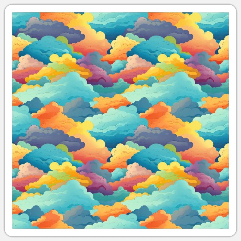 Dreamy Skies: Pastel Cloudscape Pattern Sticker size S (10 x 10 cm)
