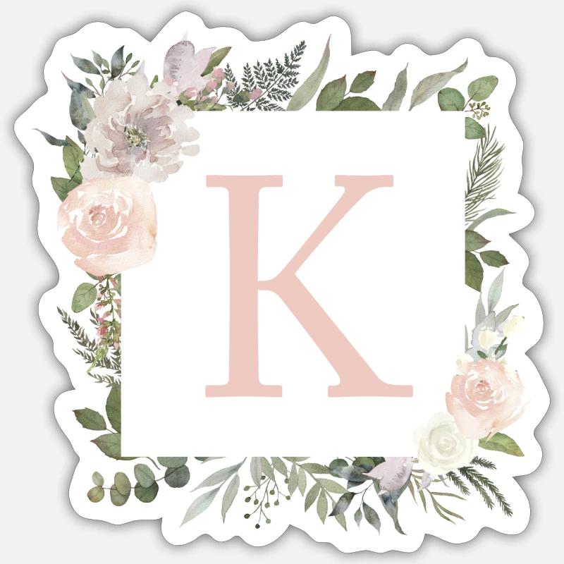 K Monogram Eucalyptus Boho Sticker taille S (10 x 10 cm)