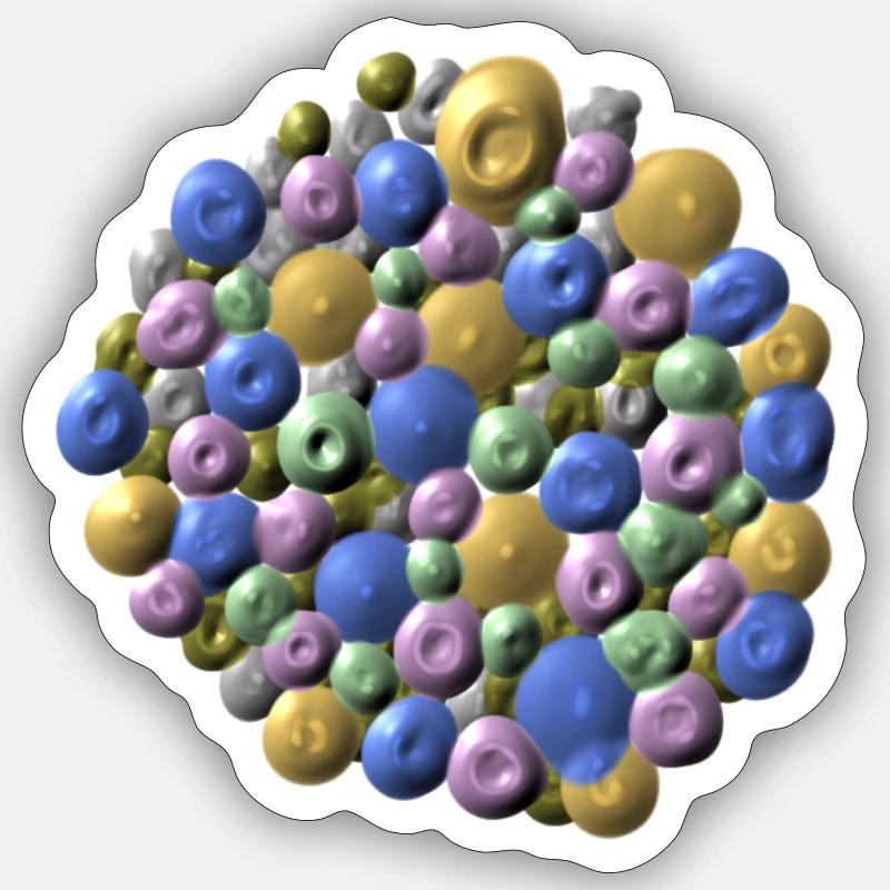 Colourful molecular structure in pastel colours Sticker size S (10 x 10 cm)