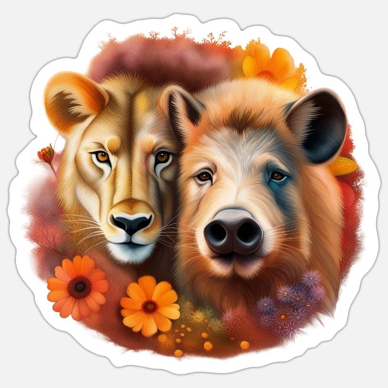 Schwein oder Löwe - Sticker Größe S (10 x 10 cm) - Mattweiß