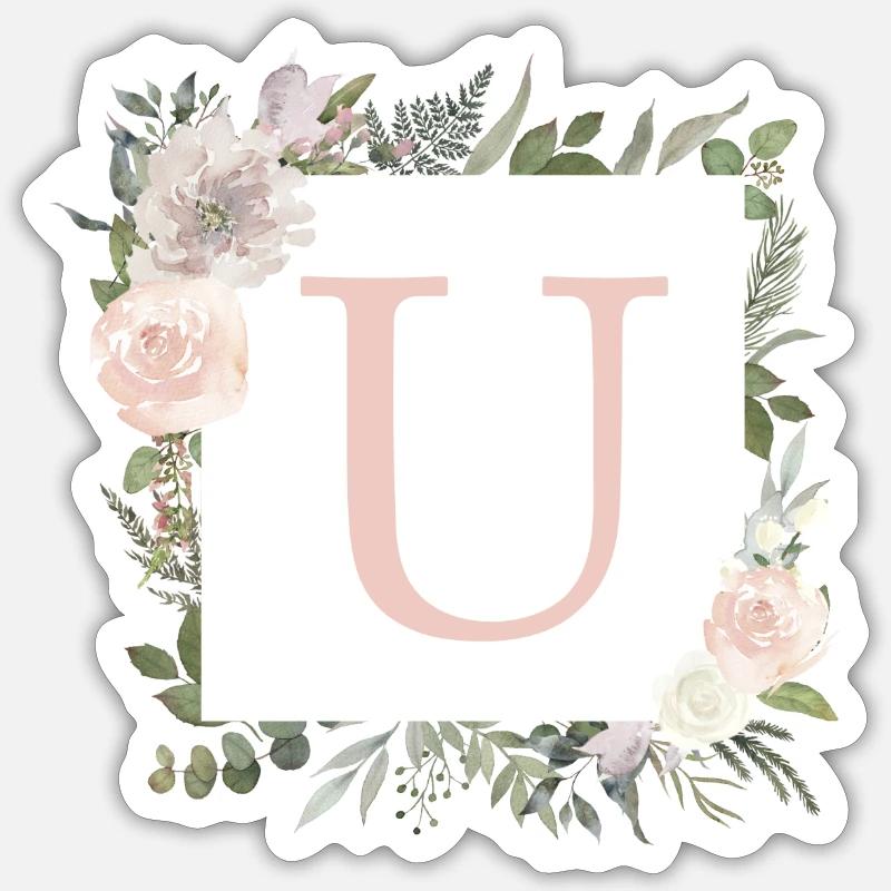 U Monogram Eucalyptus Boho Sticker size S (10 x 10 cm)