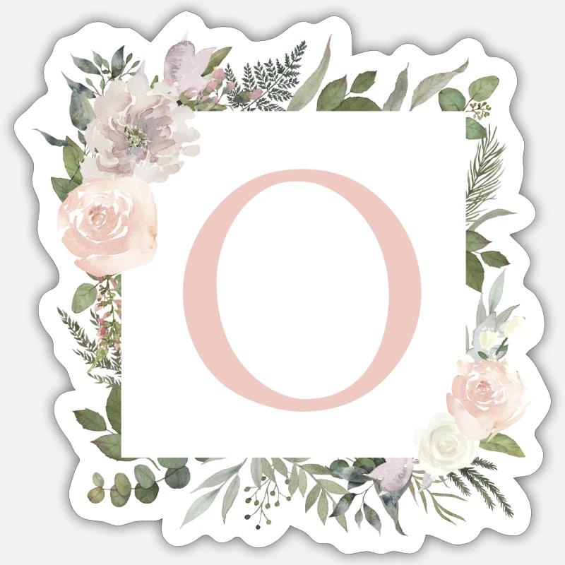 O Monogramm Eukalyptus-Boho - Sticker Größe S (10 x 10 cm) - Mattweiß