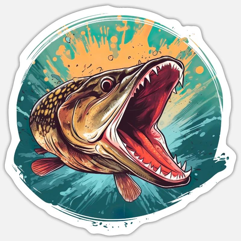 Hecht - Sticker Größe S (10 x 10 cm) - Mattweiß
