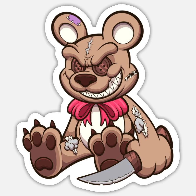 Evil Teddy Bear - Sticker size S (10 x 10 cm) - white matte