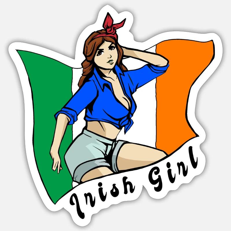 Irisches Mädchen Flaggen Design - Sticker Größe S (10 x 10 cm) - Mattweiß