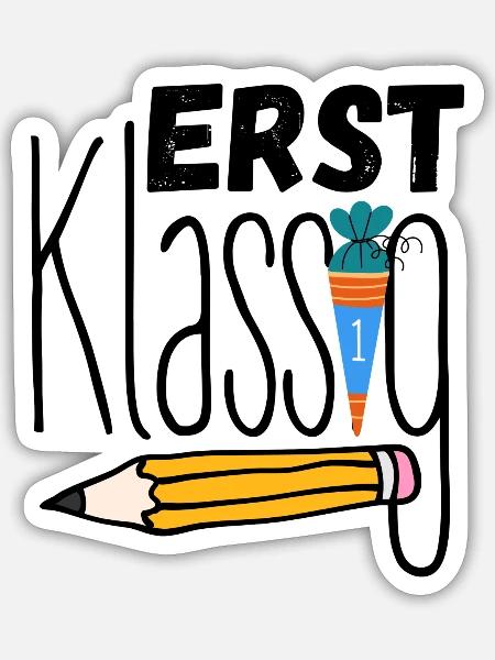 Schulanfang Erst Klassig - Sticker Größe S (10 x 10 cm) - Mattweiß