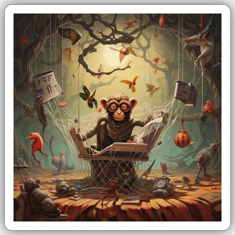 Äffchen - Sticker Größe S (10 x 10 cm) - Mattweiß