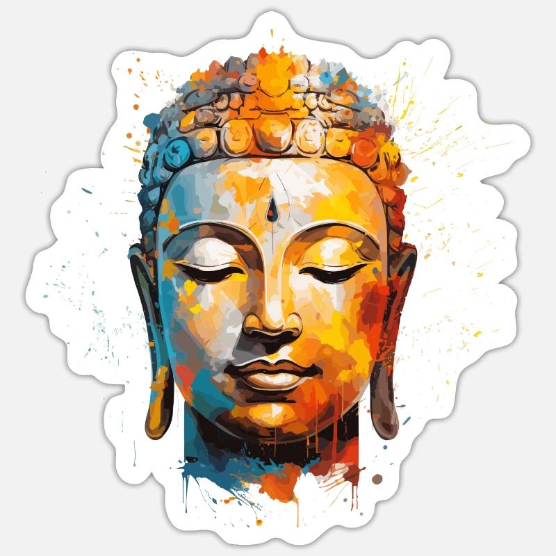 Conception de Bouddha - Sticker taille S (10 x 10 cm) - blanc mat