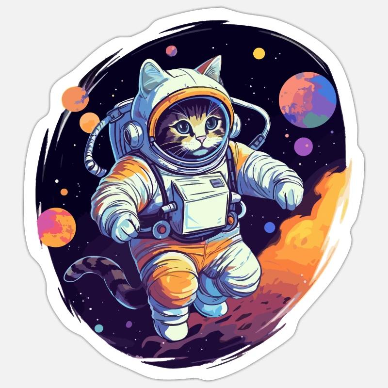 Cat Space Astro - Sticker size S (10 x 10 cm) - white matte