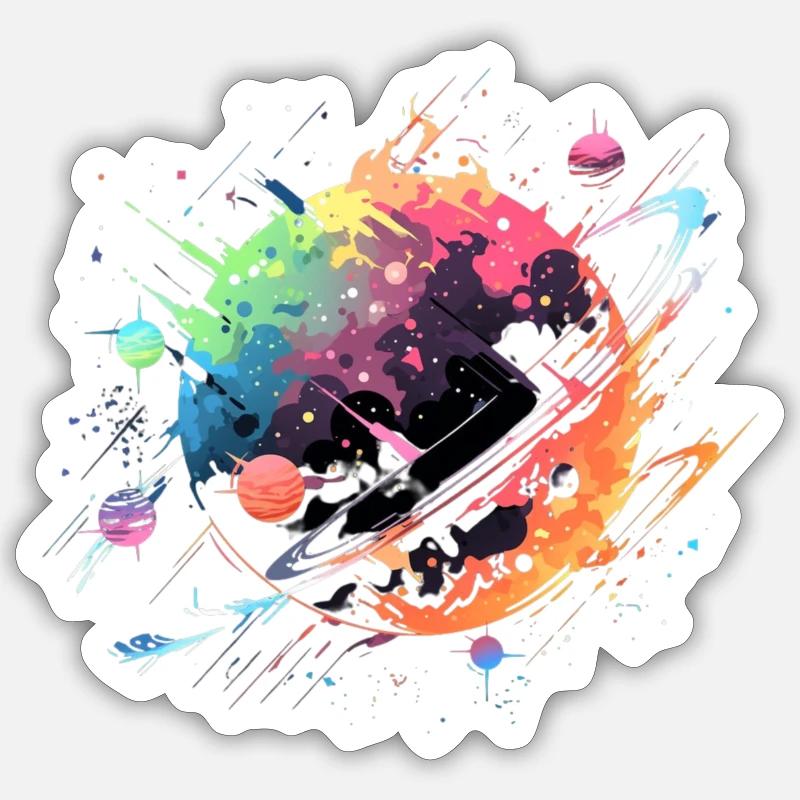 Planète - Sticker taille S (10 x 10 cm) - blanc mat