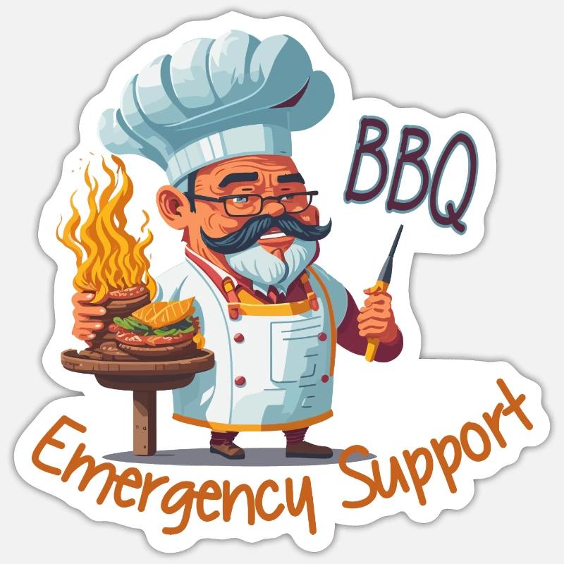 BBQ Emergency Support - Sticker size S (10 x 10 cm) - white matte