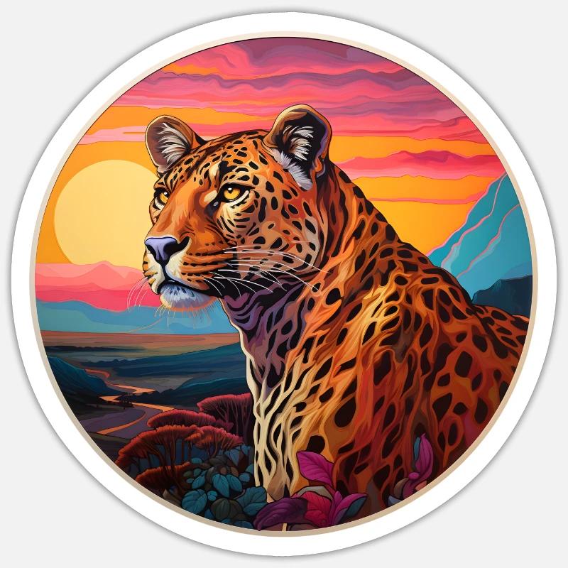 Léopard - Sticker taille S (10 x 10 cm) - blanc mat