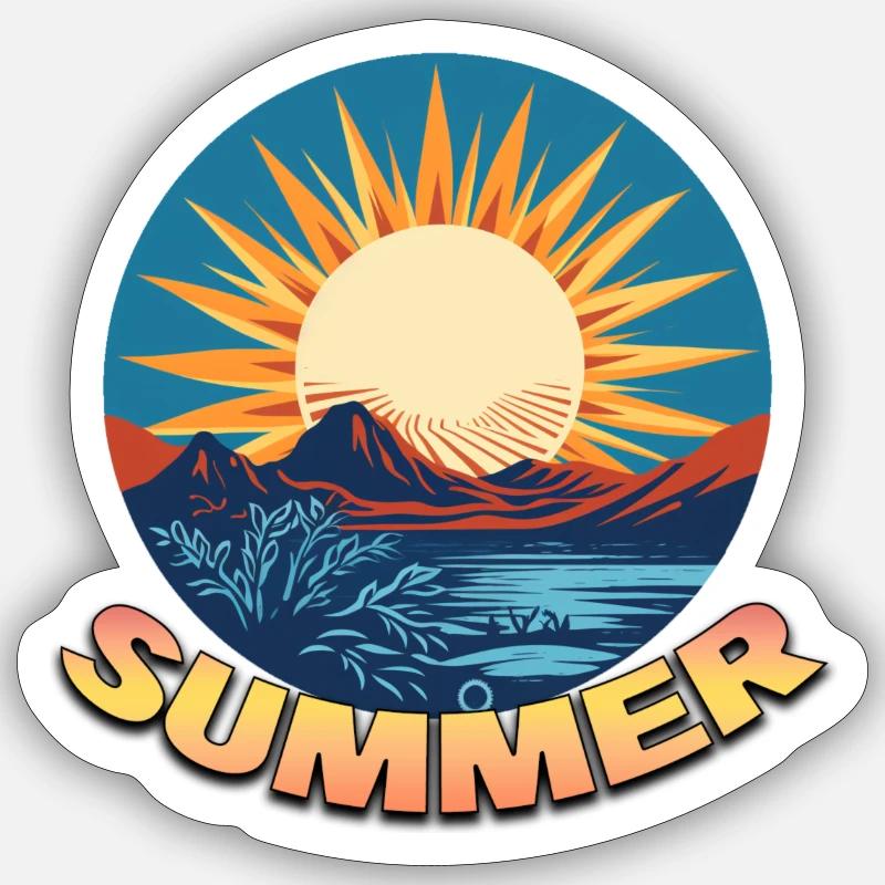 Logo du coucher de soleil d’été Sticker taille S (10 x 10 cm)