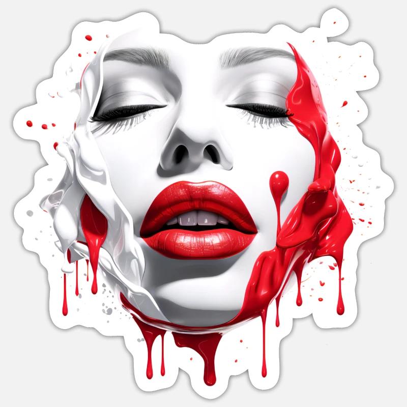 Woman's face Red lips Sticker size S (10 x 10 cm)