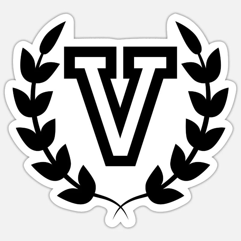 Buchstabe v Sport - Sticker Größe S (10 x 10 cm) - Mattweiß
