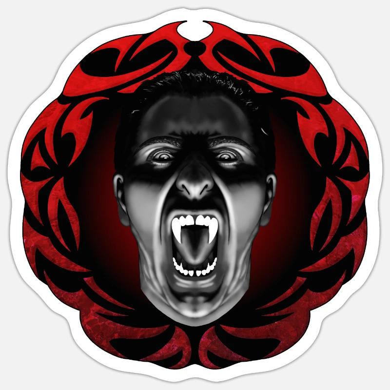 Vampire sifflant avec cadre - Sticker taille S (10 x 10 cm) - blanc mat