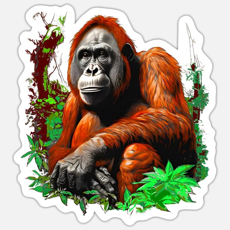 Orang-Utans können glücklich oder wütend sein Sticker Größe S (10 x 10 cm)