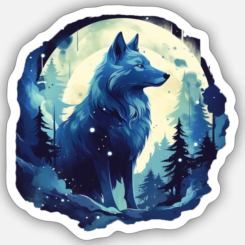 Fantasy: Wolf at Sunset - Sticker size S (10 x 10 cm) - white matte
