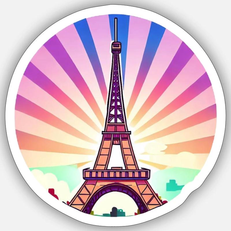 Tour Eiffel - Sticker taille S (10 x 10 cm) - blanc mat