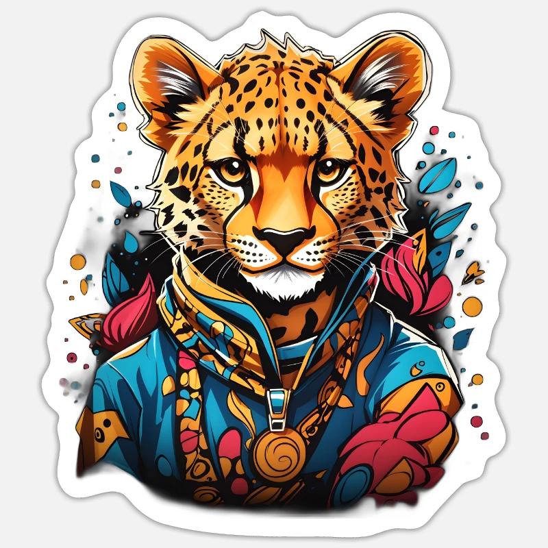 Wunderschöner Gepard - Sticker Größe S (10 x 10 cm) - Mattweiß
