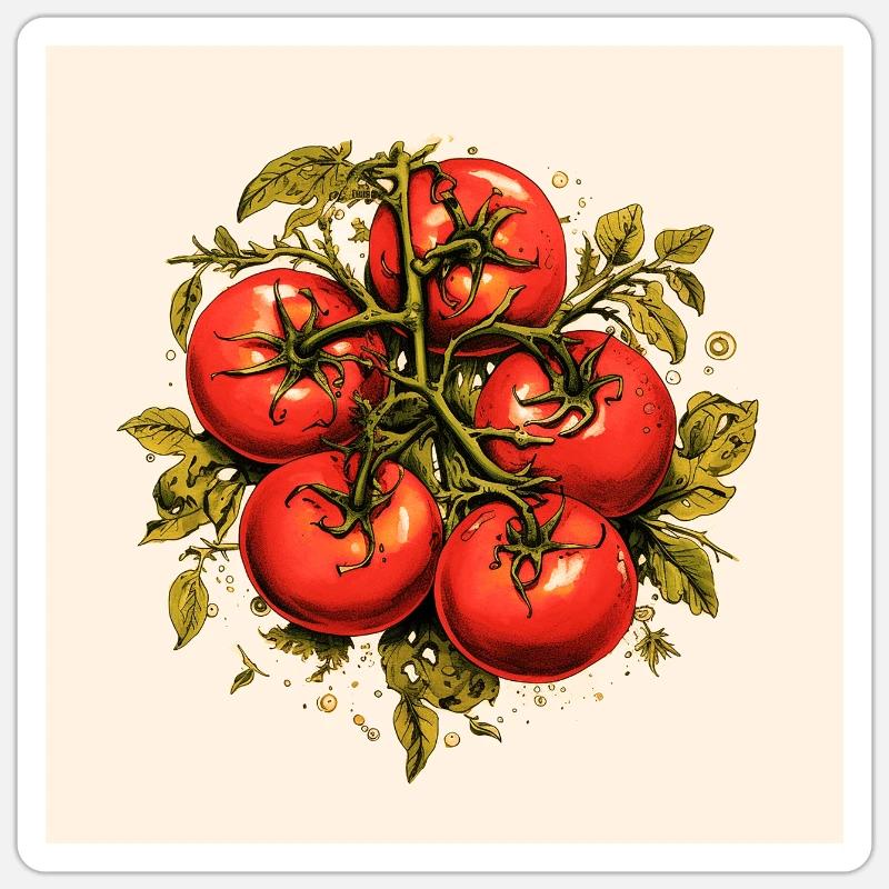 Tomates - Sticker taille S (10 x 10 cm) - blanc mat