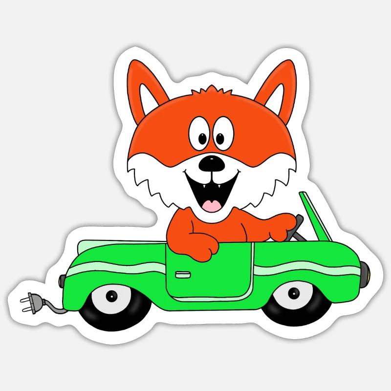 FUCHS - E-AUTO Sticker Größe S (10 x 10 cm)