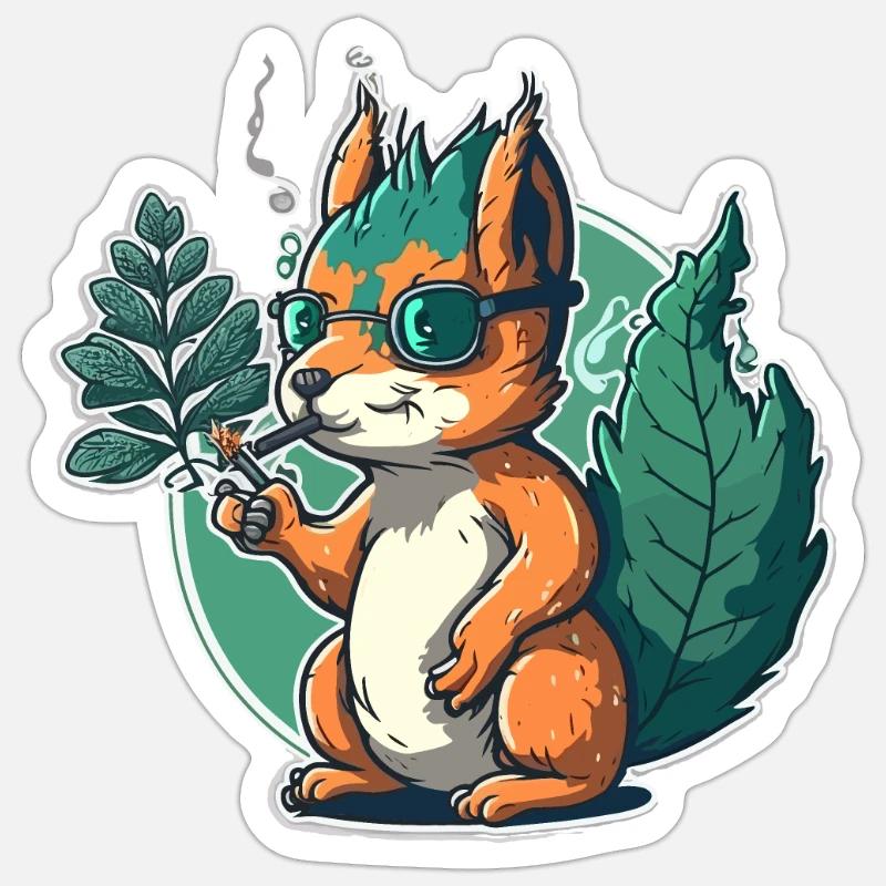 Kiffer-Eichhörnchen - Sticker Größe S (10 x 10 cm) - Mattweiß