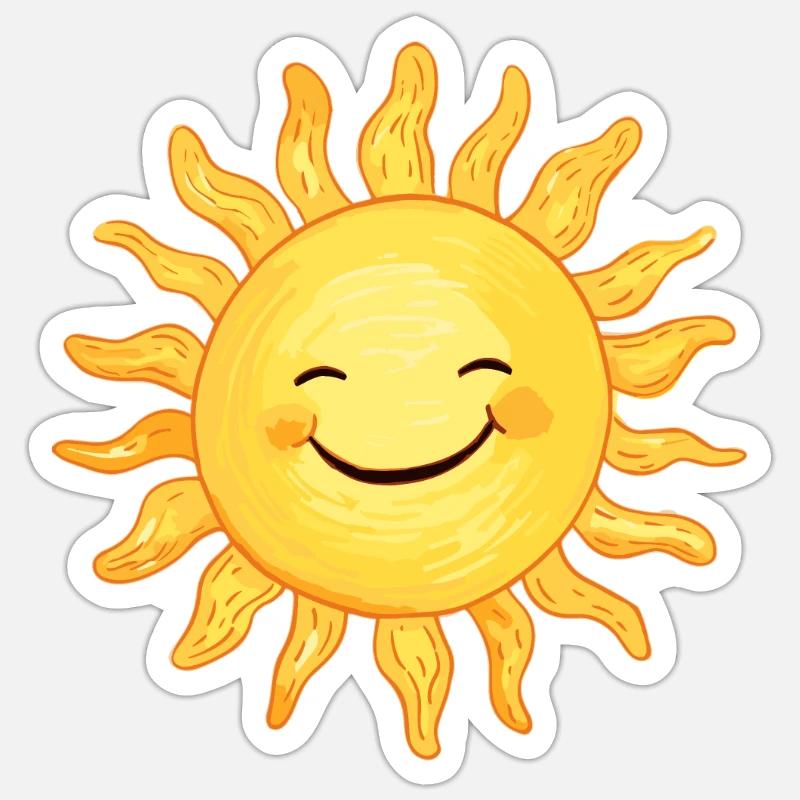 Soleil souriant - rayons de joie - Sticker taille S (10 x 10 cm) - blanc mat