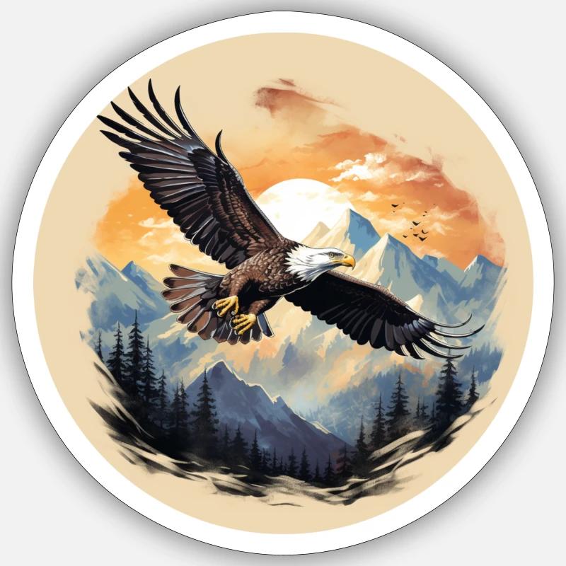 Eagle flight - eagle over mountain peaks Sticker size S (10 x 10 cm)