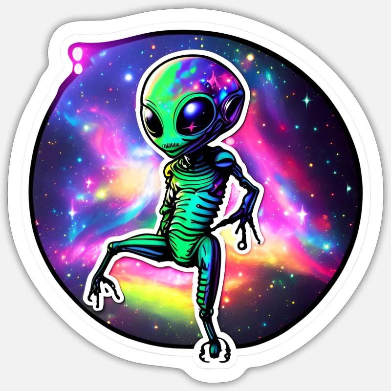 Danse extraterrestre - Sticker taille S (10 x 10 cm) - blanc mat