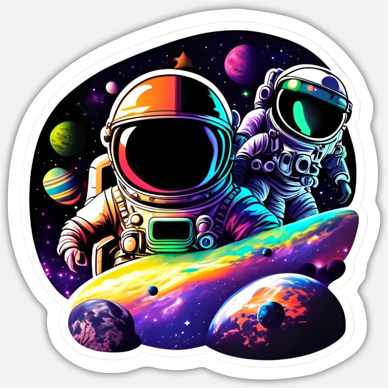 Astronautes dans l’espace Sticker taille S (10 x 10 cm)