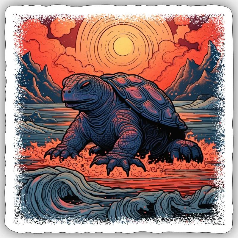save the turtles diving turtle geek turtle lover - Sticker Größe S (10 x 10 cm) - Mattweiß